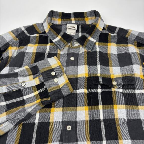 The North face Mens 2XL Black Yellow Plaid Long Sleeve Button Up Flannel Shirt - Picture 1 of 5